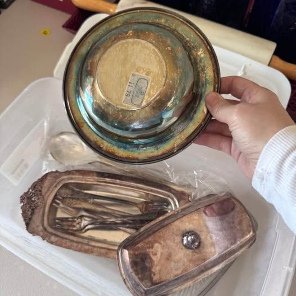 Vintage Real Silver Serving Bundle – Tray, Butter Dish, Bowl & Flatware